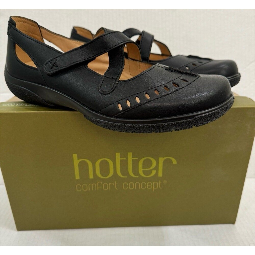 NEW Hotter Mary Jane Comfort Concept Slip On Black Lulu Shoe Leather Women Sz 9